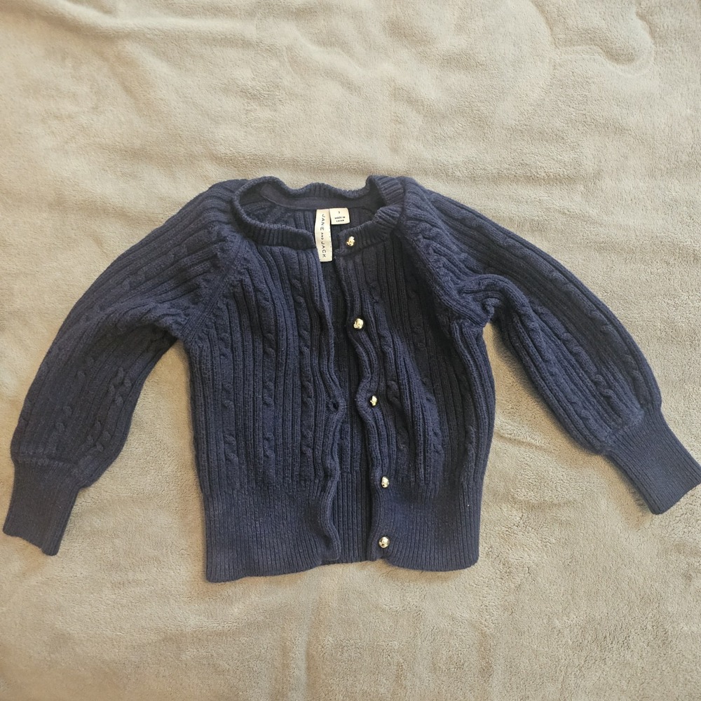 Girls Janie And Jack 3 Cable Knit Cardigan Navy Blue Lady Jacket Timeless